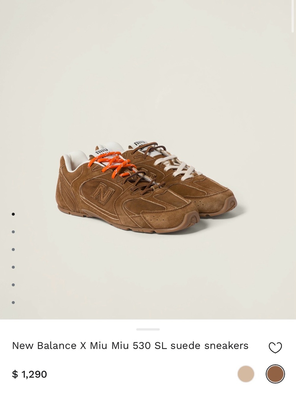 New Balance x MIU MIU 530 SL suede sneaker